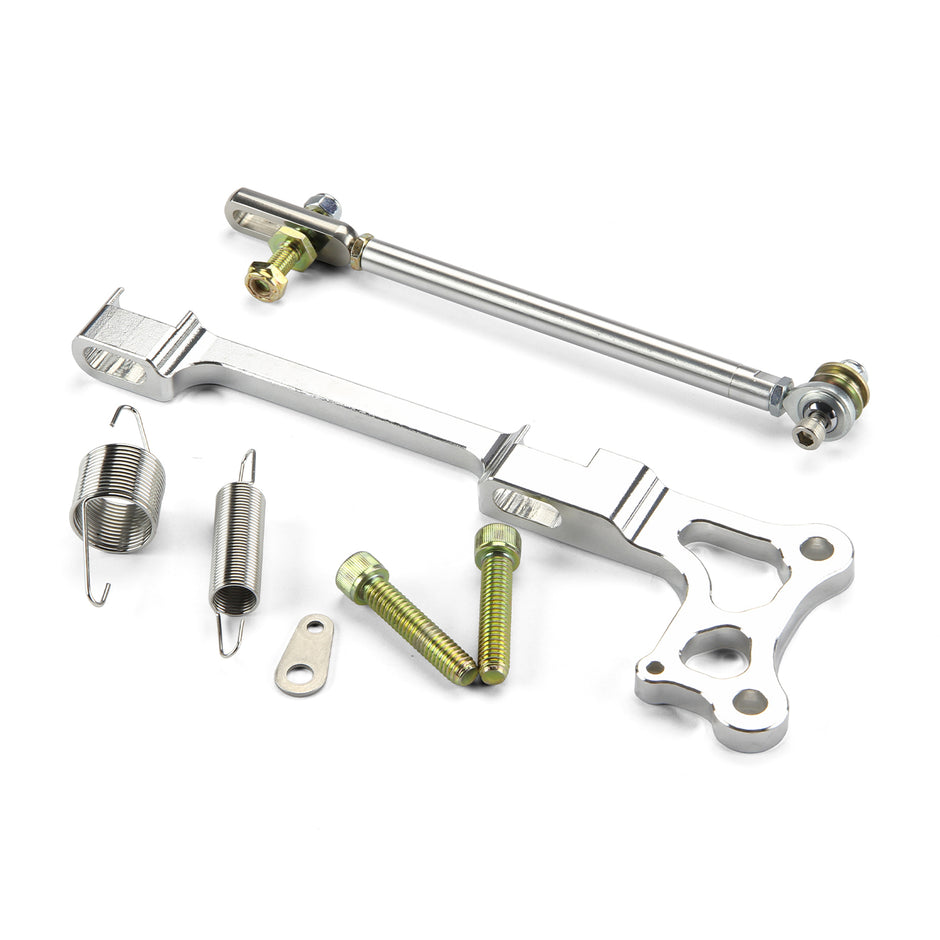 BILLET ALUMINUM EDELBROCK CARB BRACKET & SPRINGS WITH PROGRESSIVE LINKAGE ROD