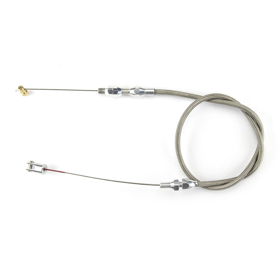 24" HI-TECH STAINLESS STEEL HOUSING BORLA 8 STACK INJECTION THROTTLE CABLE W/ POLISHED FITTINGS