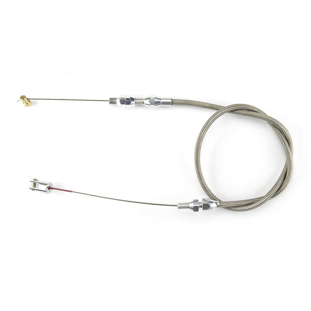 36" HI-TECH STAINLESS STEEL HOUSING BORLA 8 STACK INJECTION THROTTLE CABLE W/ POLISHED FITTINGS