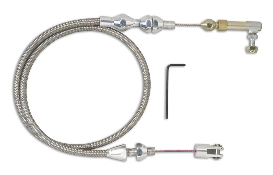 48" HI-TECH STAINLESS STEEL HOUSING THROTTLE CABLE W/ POLISHED FITTINGS