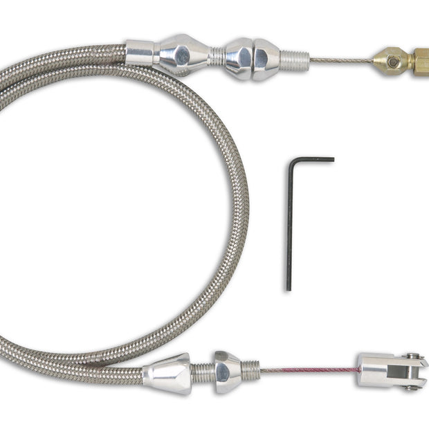 24" HI-TECH STAINLESS STEEL HOUSING THROTTLE CABLE W/ POLISHED FITTINGS
