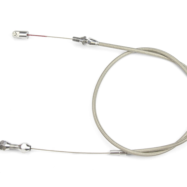 36" HI-TECH STAINLESS STEEL HOUSING LS1 THROTTLE CABLE W/ POLISHED FITTINGS