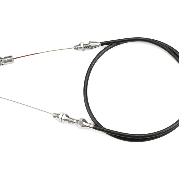 36" UNIVERSAL BLACK HOUSING TUNED-PORT THROTTLE CABLE W/ POLISHED FITTINGS
