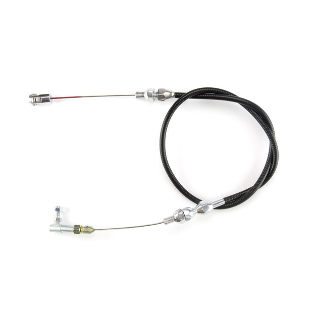 36" UNIVERSAL BLACK HOUSING THROTTLE CABLE W/ POLISHED FITTINGS