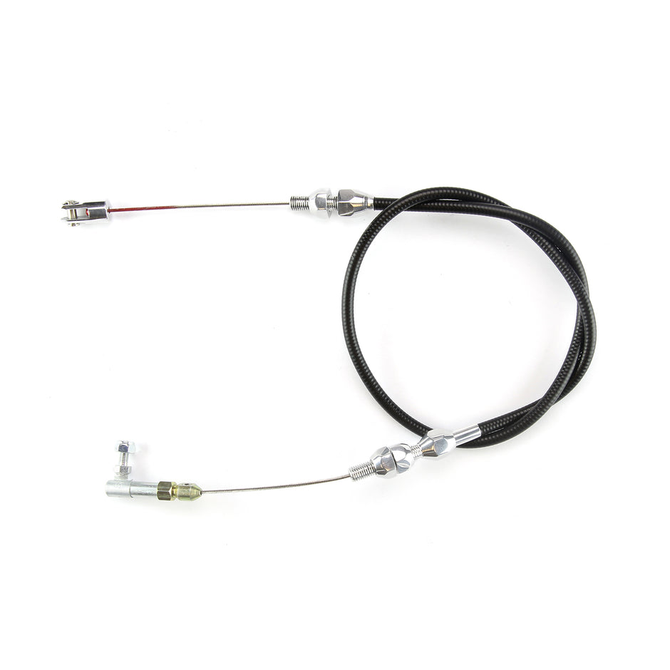 48" UNIVERSAL BLACK HOUSING THROTTLE CABLE W/ POLISHED FITTINGS