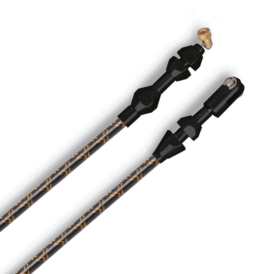 36" VINTAGE BLACK WRAP WITH ORANGE TRACERS BORLA 8 STACK INJECTION THROTTLE CABLE W/ BLACK FITTINGS