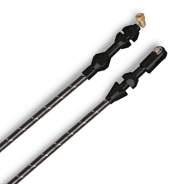 36" VINTAGE BLACK WRAP WITH WHITE TRACERS BORLA 8 STACK INJECTION THROTTLE CABLE W/ BLACK FITTINGS