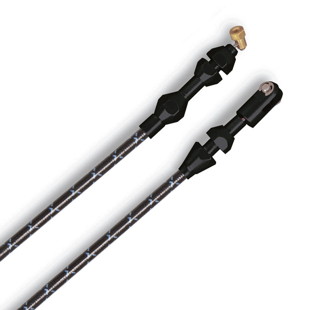 36" VINTAGE BLACK WRAP WITH BLUE TRACERS BORLA 8 STACK INJECTION THROTTLE CABLE W/ BLACK FITTINGS