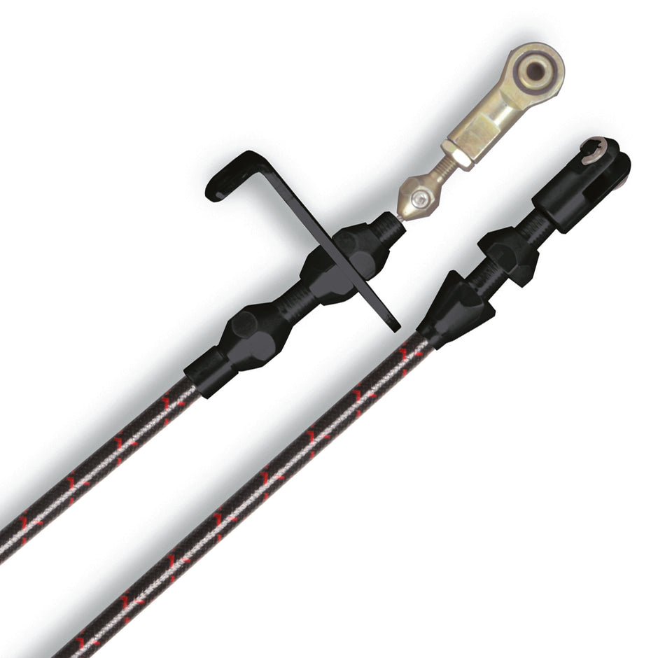 36" VINTAGE BLACK WRAP WITH RED TRACERS BLOWER DRIVE THROTTLE CABLE W/ BLACK FITTINGS