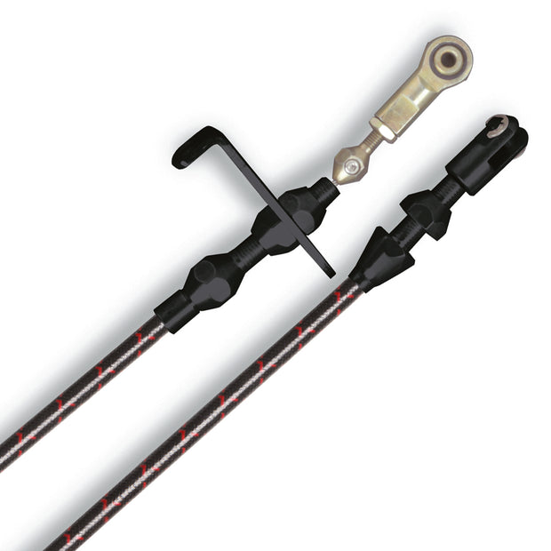 36" VINTAGE BLACK WRAP WITH RED TRACERS BLOWER DRIVE THROTTLE CABLE W/ BLACK FITTINGS