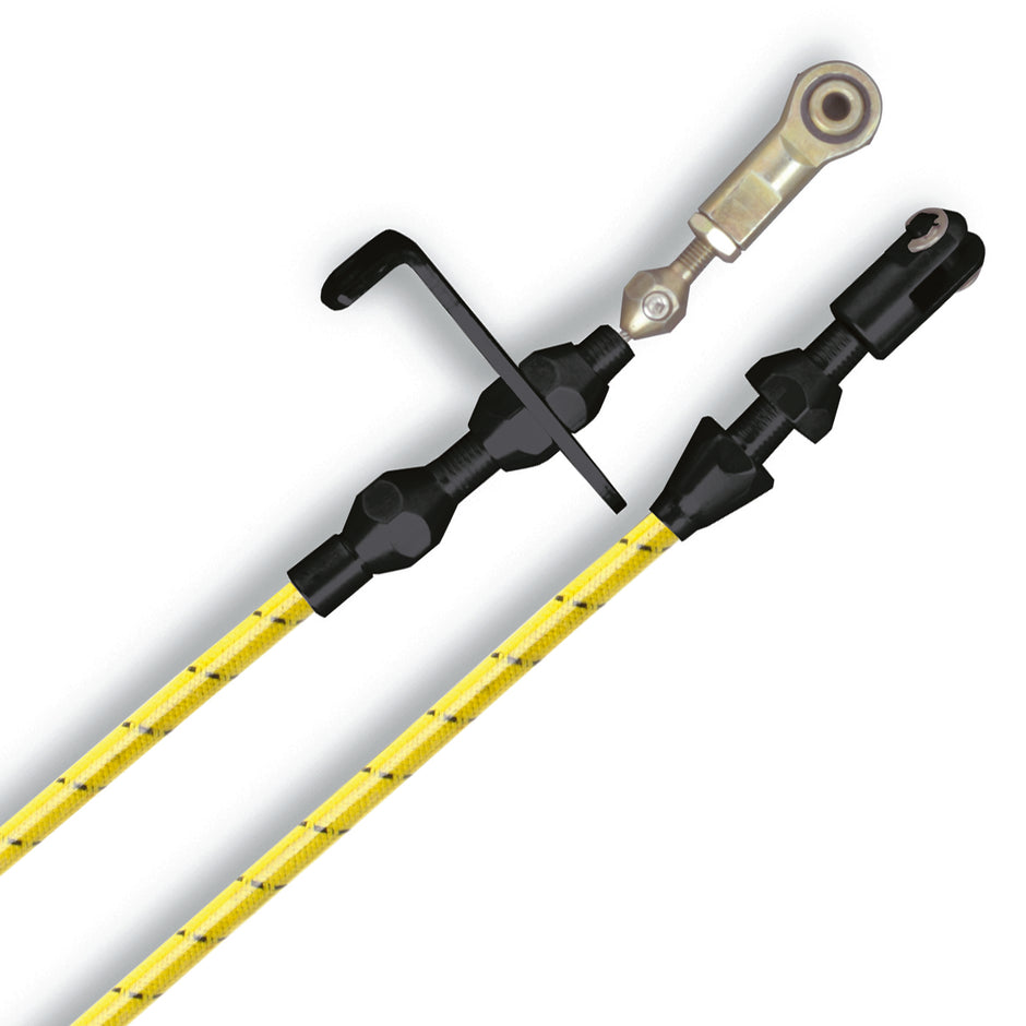 36" VINTAGE LEMON WRAP WITH BLACK TRACERS BLOWER DRIVE THROTTLE CABLE W/ BLACK FITTINGS