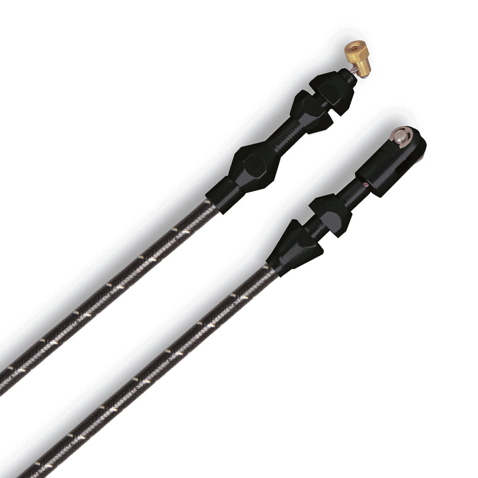 36" VINTAGE BLACK WRAP WITH WHITE TRACERS LS1 THROTTLE CABLE W/ BLACK FITTINGS