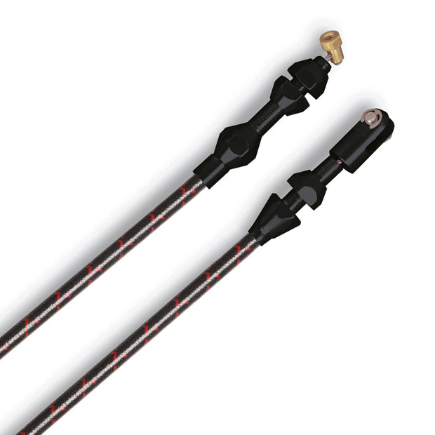 48" VINTAGE BLACK WRAP WITH RED TRACERS LS1 THROTTLE CABLE W/ BLACK FITTINGS