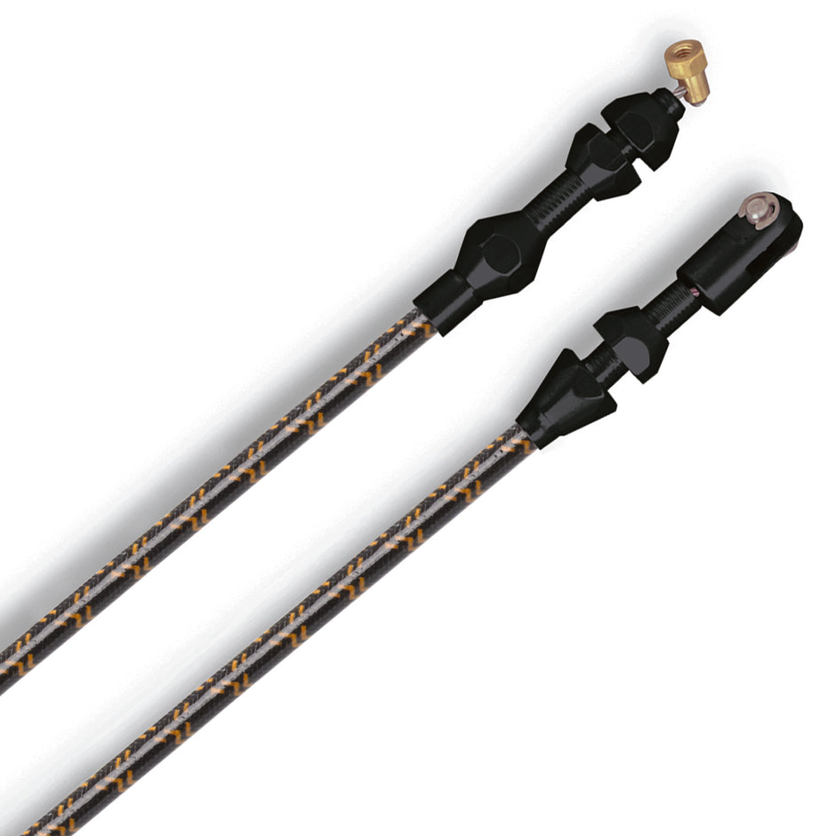 36" VINTAGE BLACK WRAP WITH ORANGE TRACERS FORD MOD 4.6/5.4 V8 THROTTLE CABLE W/ BLACK FITTINGS