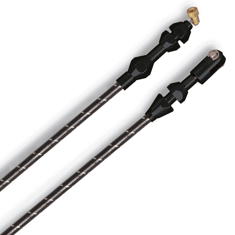 36" VINTAGE BLACK WRAP WITH WHITE TRACERS FORD MOD 4.6/5.4 V8 THROTTLE CABLE W/ BLACK FITTINGS