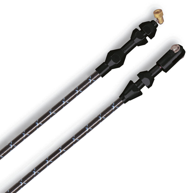 36" VINTAGE BLACK WRAP WITH BLUE TRACERS FORD MOD 4.6/5.4 V8 THROTTLE CABLE W/ BLACK FITTINGS