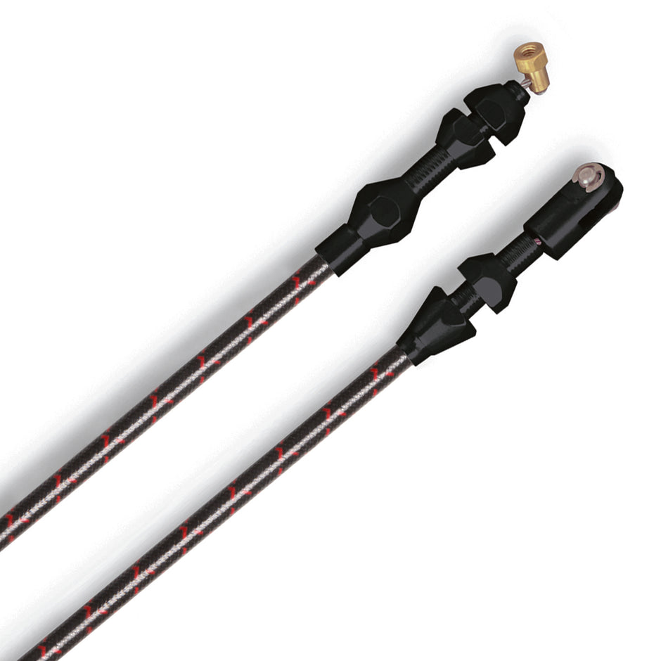 36" VINTAGE BLACK WRAP WITH RED TRACERS FORD MOD 4.6/5.4 V8 THROTTLE CABLE W/ BLACK FITTINGS