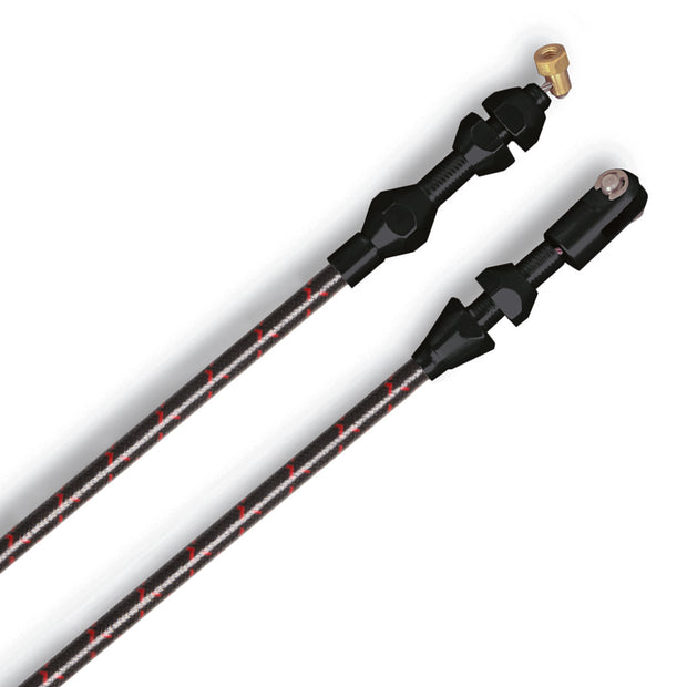 36" VINTAGE BLACK WRAP WITH RED TRACERS FORD MOD 4.6/5.4 V8 THROTTLE CABLE W/ BLACK FITTINGS
