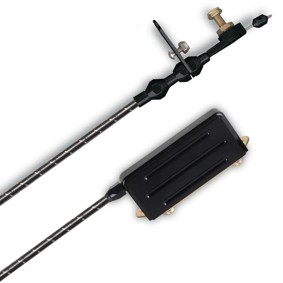 48" VINTAGE BLACK WRAP WITH WHITE TRACERS ELECTRIC TH-400 KICKDOWN CABLE W/ BLACK FITTINGS
