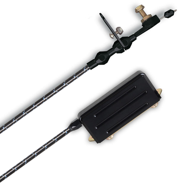 48" VINTAGE BLACK WRAP WITH BLUE TRACERS ELECTRIC TH-400 KICKDOWN CABLE W/ BLACK FITTINGS