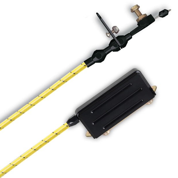 48" VINTAGE LEMON WRAP WITH BLACK TRACERS ELECTRIC TH-400 KICKDOWN CABLE W/ BLACK FITTINGS