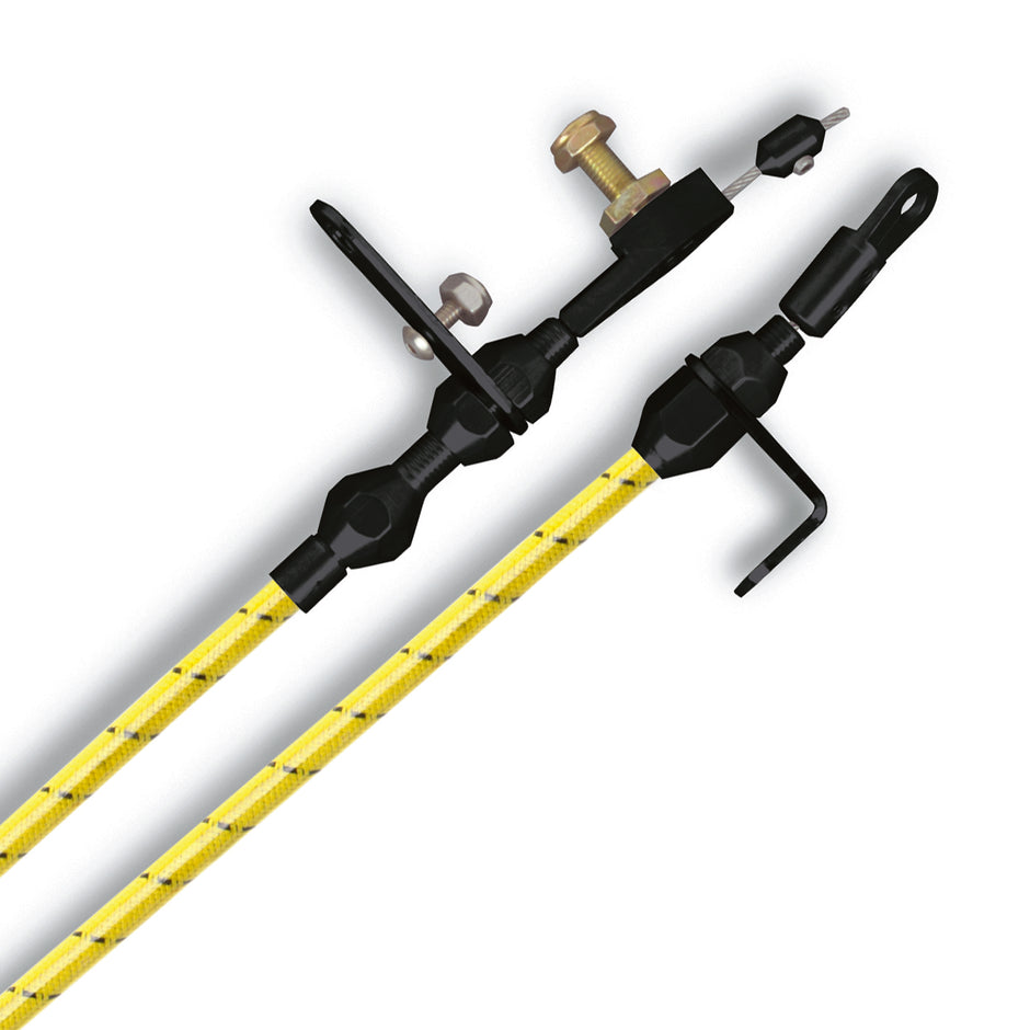 48" VINTAGE LEMON WRAP WITH BLACK TRACERS FMX KICKDOWN CABLE W/ BLACK FITTINGS