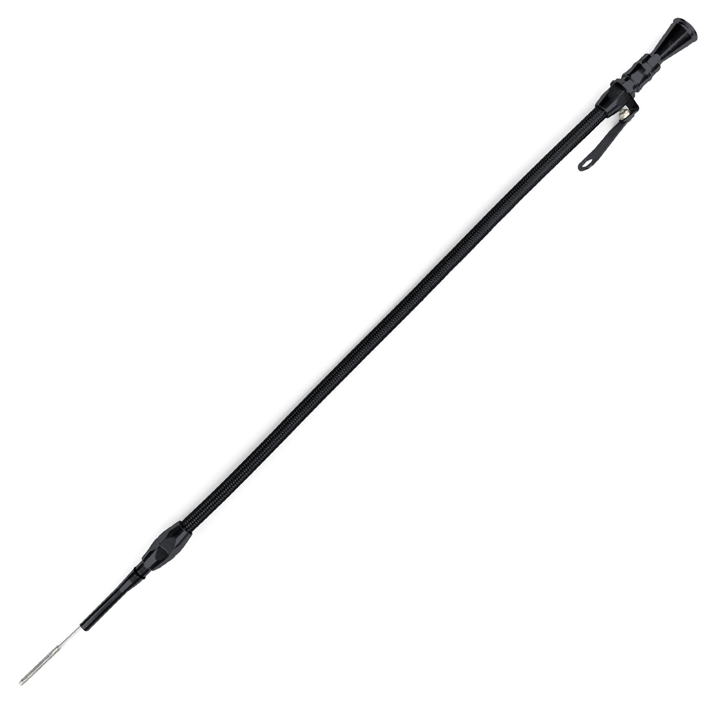 ANCHOR-TIGHT LOCKING BLACK STAINLESS ENGINE DIPSTICK 1994 & LATER FORD 4.6 MODULAR, 2 VALVE PUSH INTO BLOCK PASSENGER' SIDE