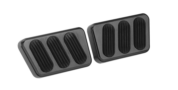 BLACK BRAKE/CLUTCH PEDAL PADS FOR '64-'70 MUSTANG WITH RUBBER INSERT (PAIR)