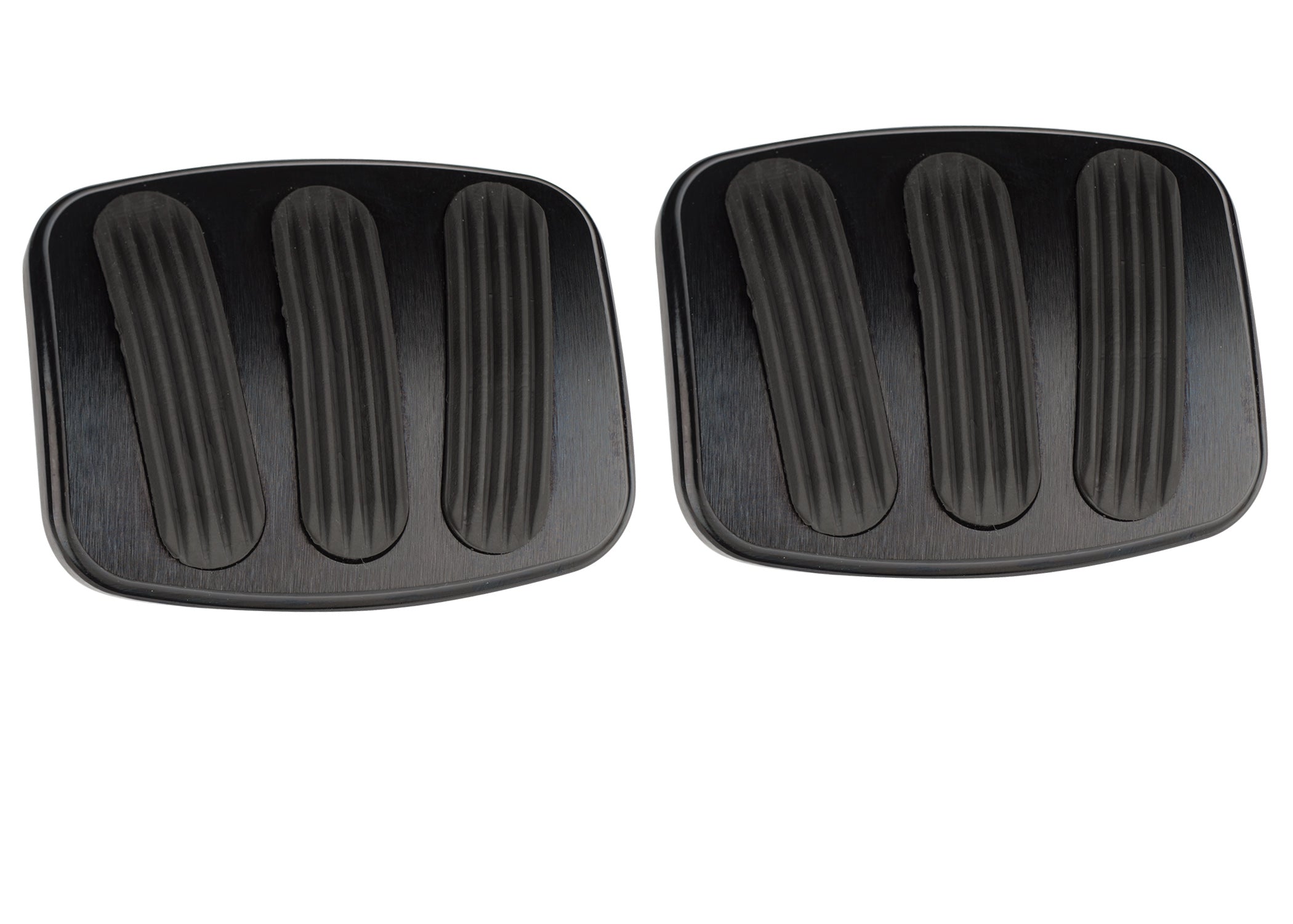 CURVED BLACK BRAKE/CLUTCH PEDAL PADS FOR '76-'77 BRONCO (PAIR)