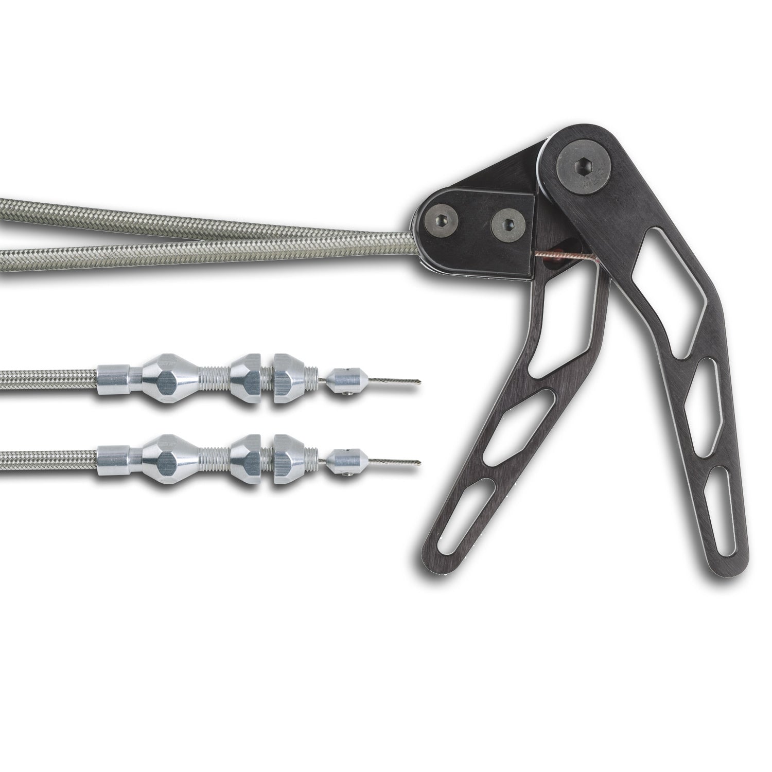 BLACK HI-TECH STAINLESS COMBINATION HOOD & TRUNK CABLE KIT FOR RIGHT HAND DRIVE