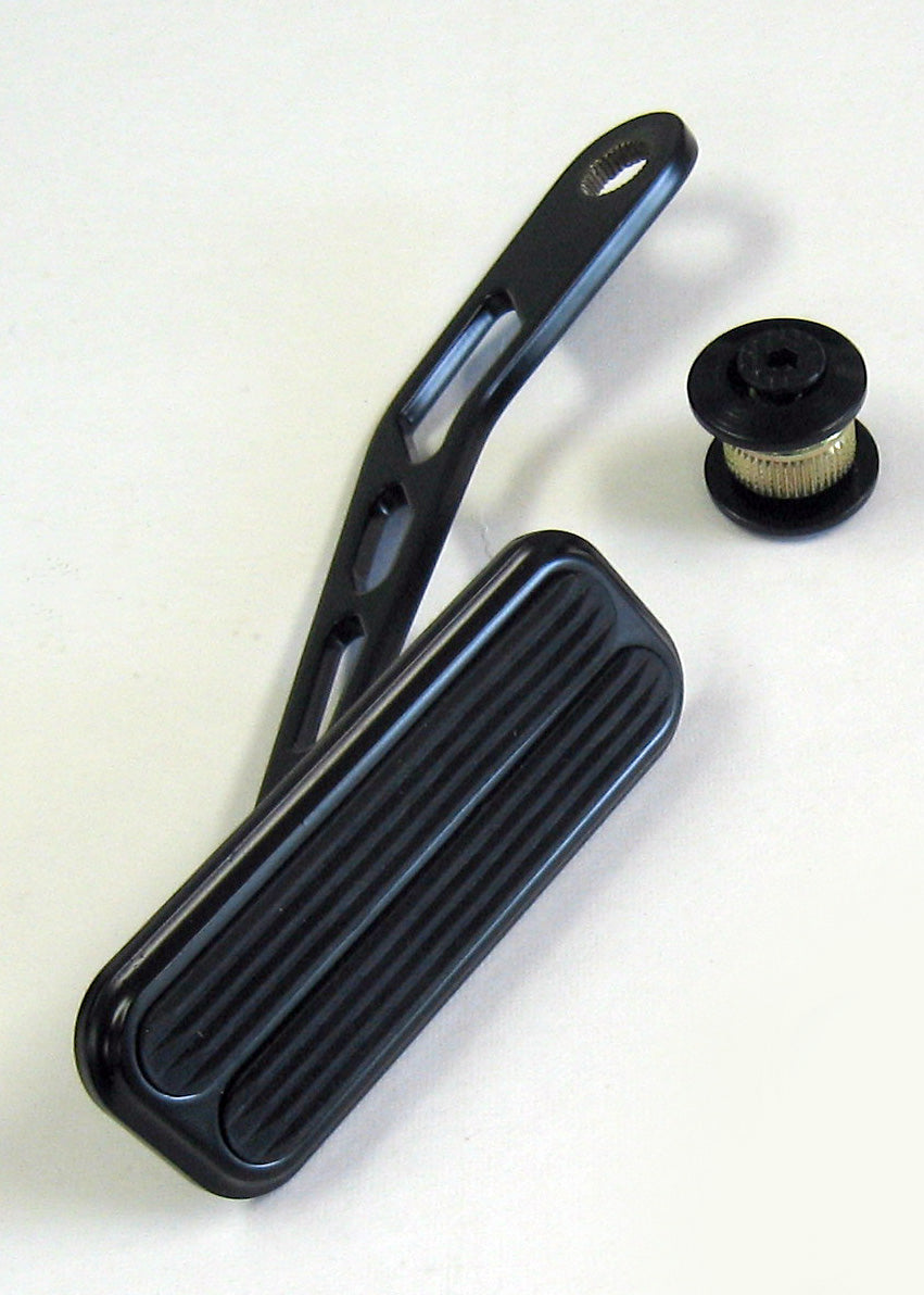 BLACK STEEL THROTTLE PEDAL FOR LOKAR DRIVE-BY-WIRE WITH RUBBER INSERT
