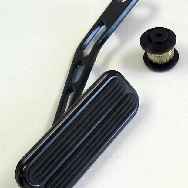 BLACK STEEL THROTTLE PEDAL FOR LOKAR DRIVE-BY-WIRE WITH RUBBER INSERT