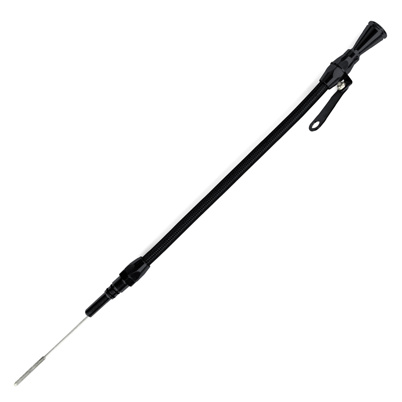 HI-TECH FLEXIBLE BLACK STAINLESS ENGINE DIPSTICK CHEVY 502 BIG BLOCK PUSH INTO PAN