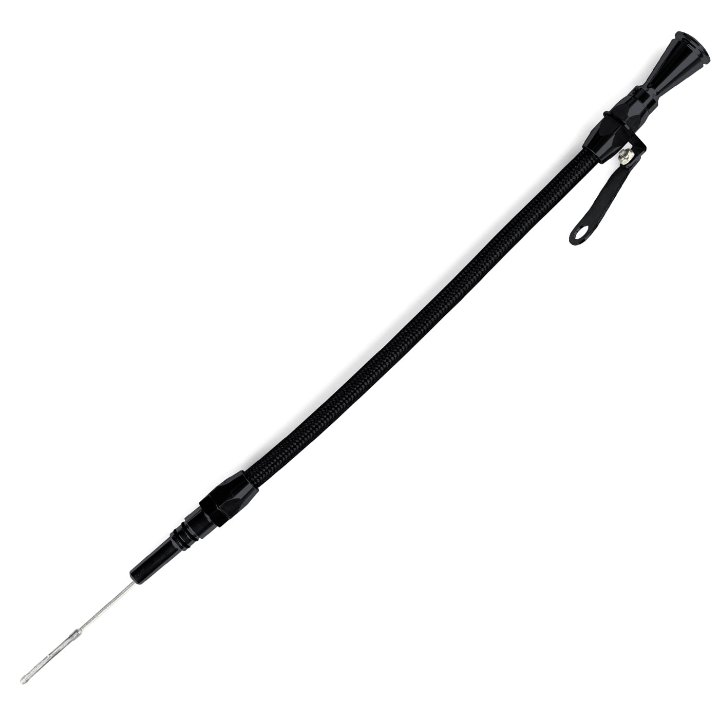 HI-TECH FLEXIBLE BLACK STAINLESS ENGINE DIPSTICK 1962-67 CHEVY II V-8 283/327 PUSH INTO PASSENGER'S SIDE/FRONT SUMP