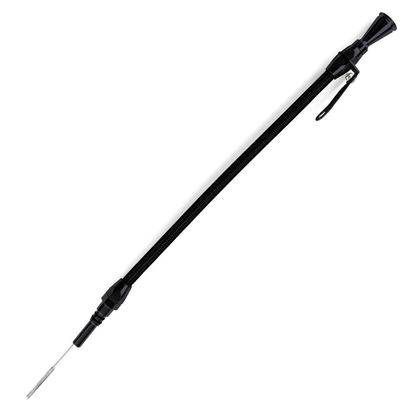 HI-TECH FLEXIBLE BLACK STAINLESS ENGINE DIPSTICK FORD 302 (CRATE ONLY) PUSH INTO PAN