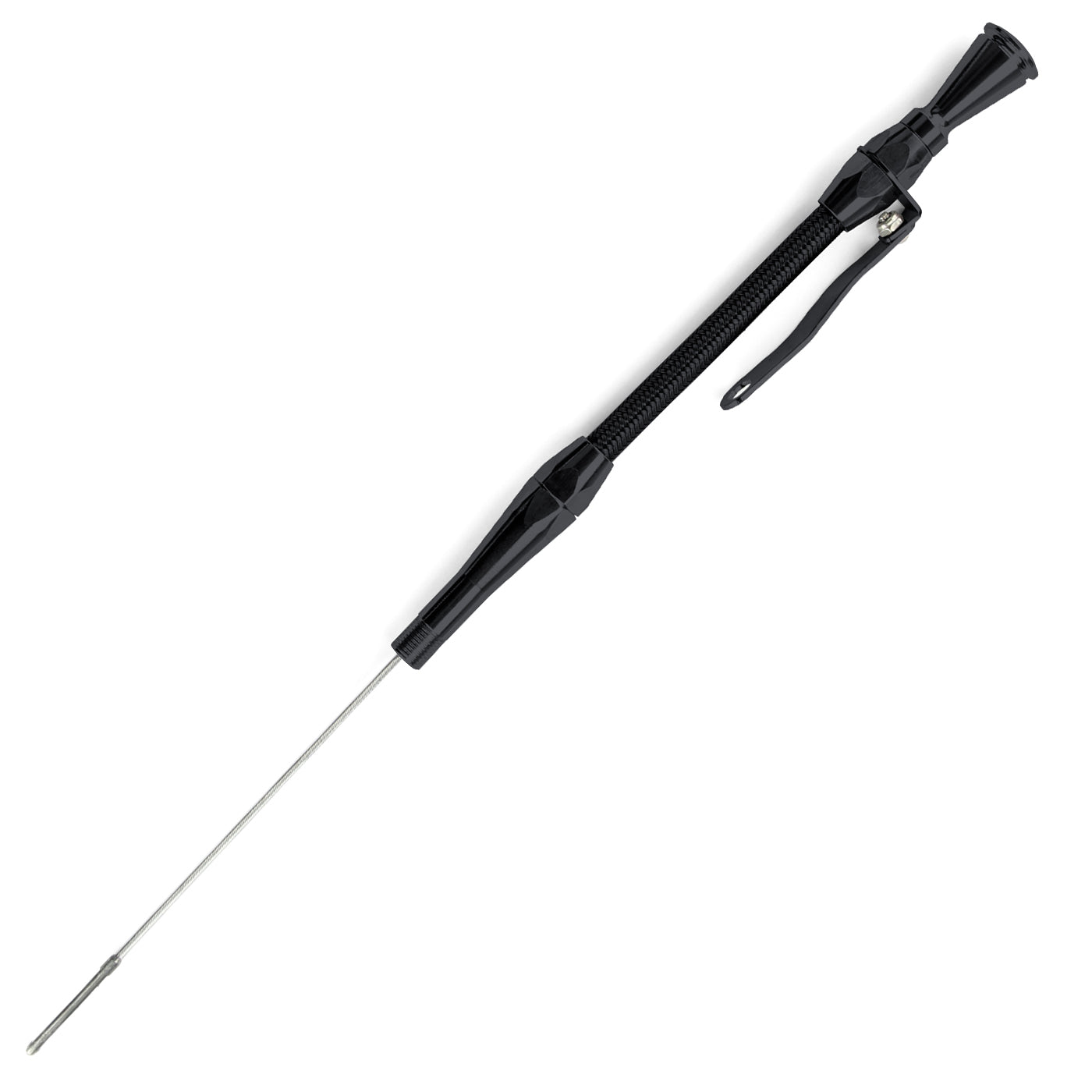 HI-TECH FLEXIBLE BLACK STAINLESS ENGINE DIPSTICK 1937-53 FORD FLATHEAD V8 SCREW INTO PAN 1/2