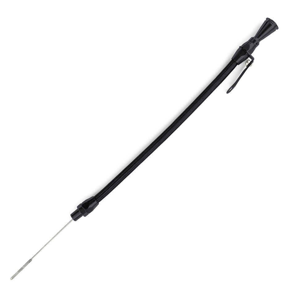 HI-TECH FLEXIBLE BLACK STAINLESS ENGINE DIPSTICK UNIVERSAL 1/4" NPT PAN FITTING (GAUGE-TO-FIT)