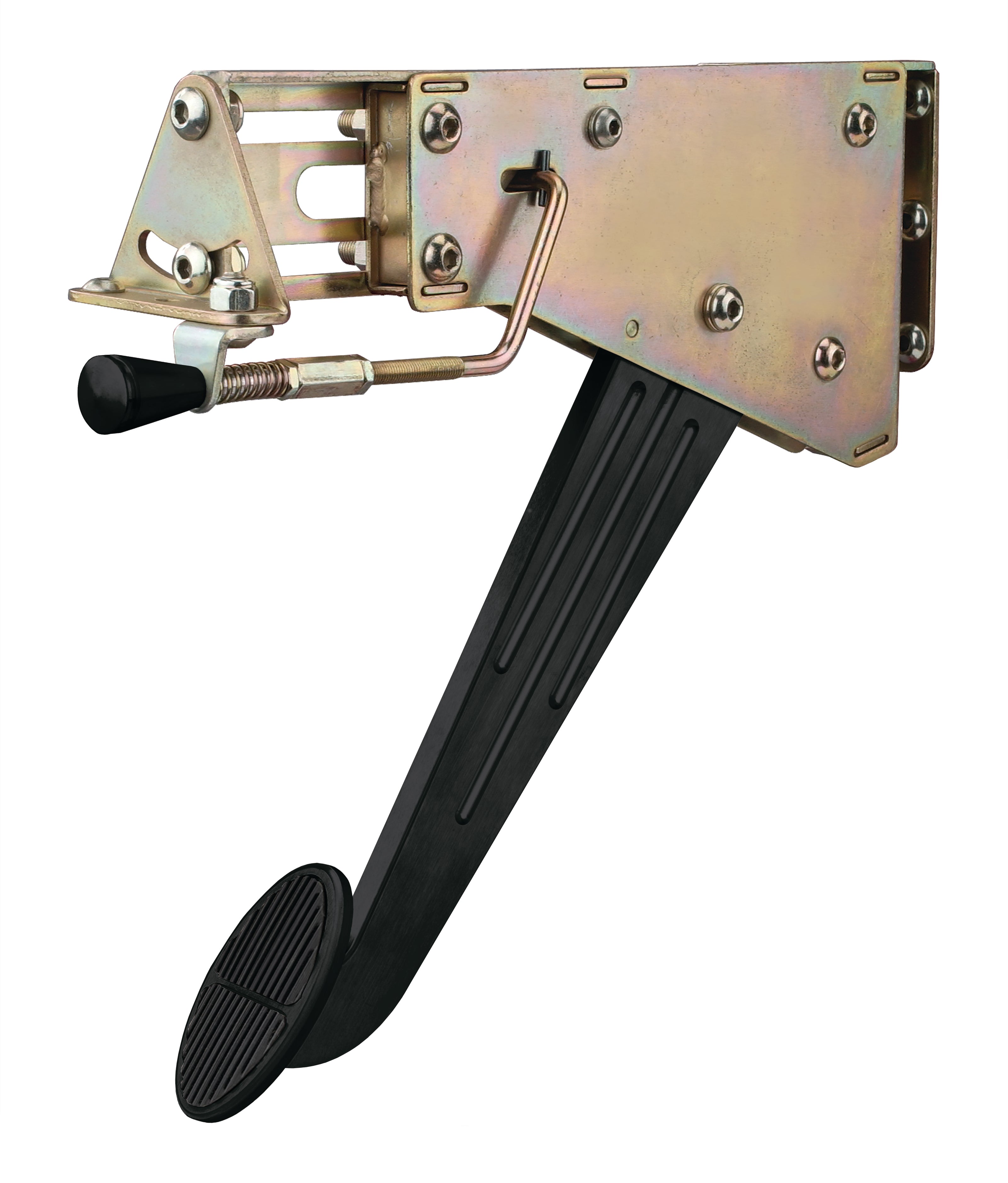 UNDER-THE-DASH BLACK EMERGENCY FOOT BRAKE WITH SOLID ARM AND OVAL PAD