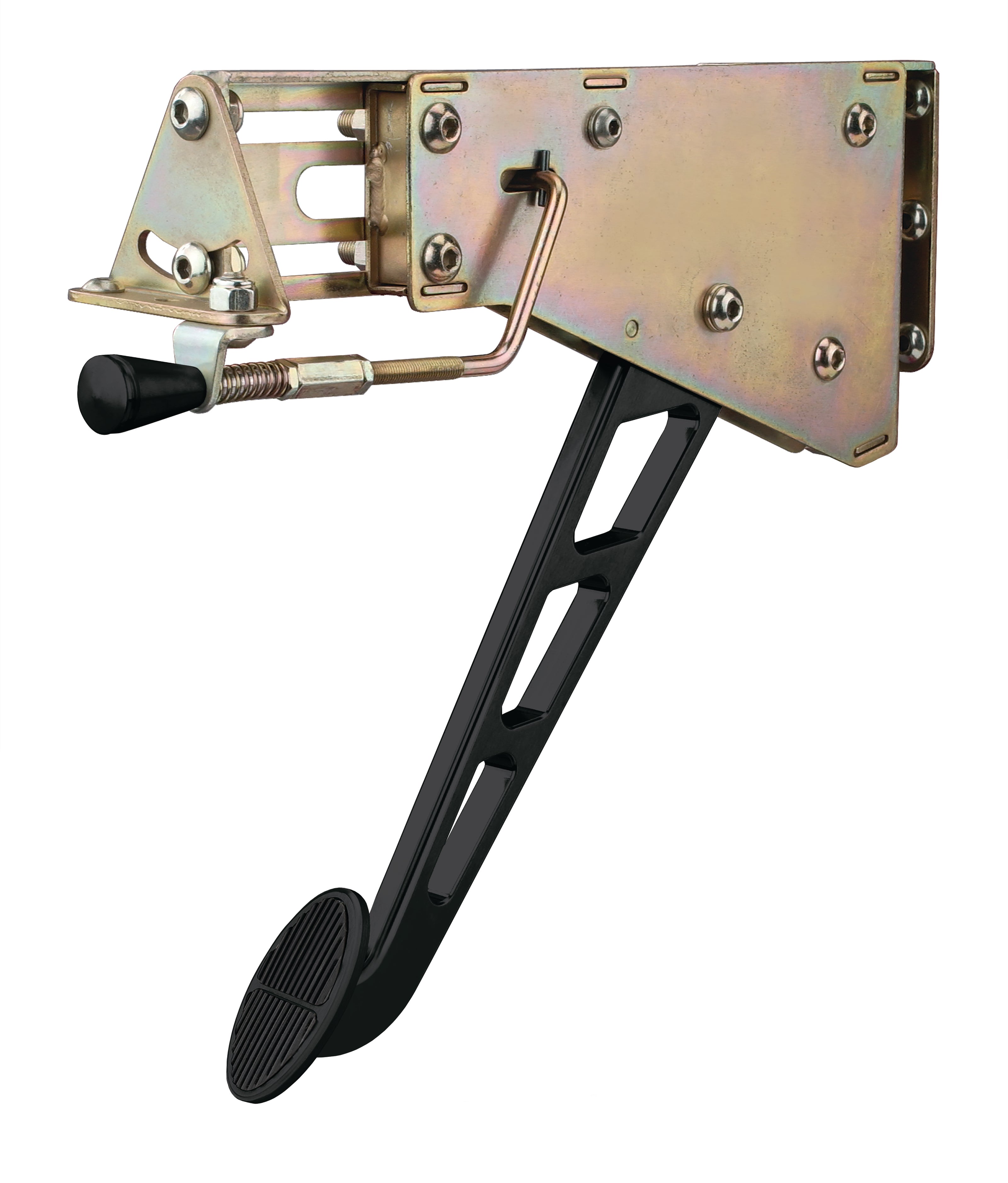 UNDER-THE-DASH BLACK EMERGENCY FOOT BRAKE WITH WINDOWED ARM AND OVAL PAD