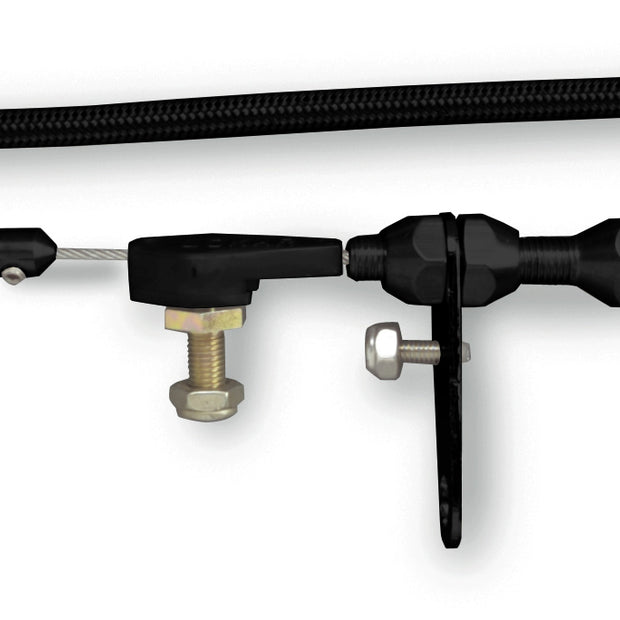 48" HI-TECH BLACK STAINLESS STEEL HOUSING C-4 KICKDOWN CABLE W/ BLACK FITTINGS
