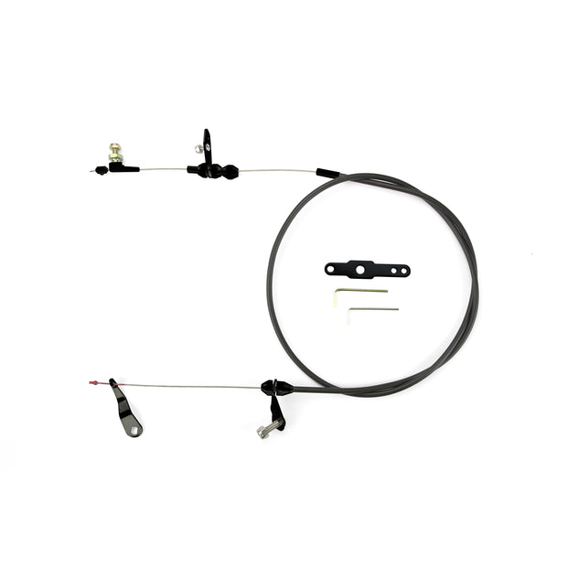 48" UNIVERSAL BLACK HOUSING C-6 BLOWER DRIVE KICKDOWN CABLE W/ BLACK FITTINGS