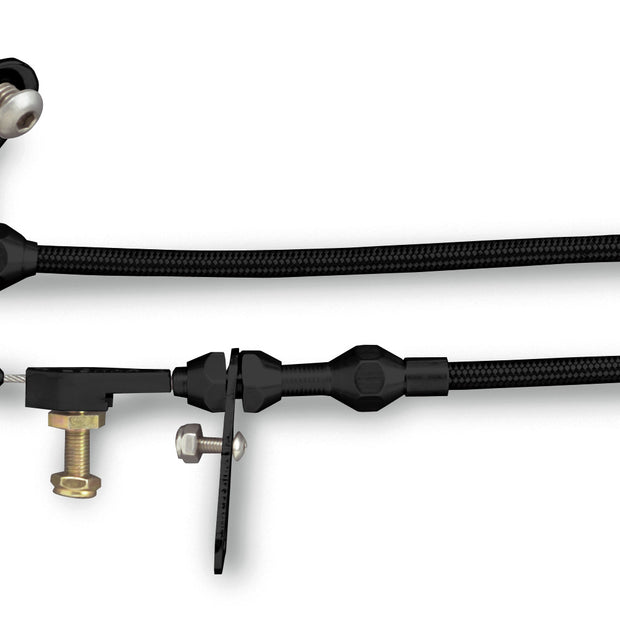 48" HI-TECH BLACK STAINLESS STEEL HOUSING C-6 KICKDOWN CABLE W/ BLACK FITTINGS