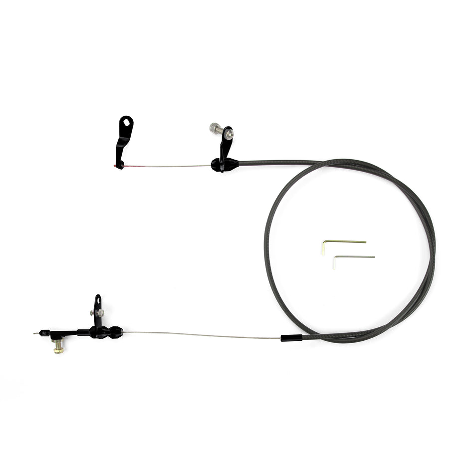 48" UNIVERSAL BLACK HOUSING C-6 KICKDOWN CABLE W/ BLACK FITTINGS