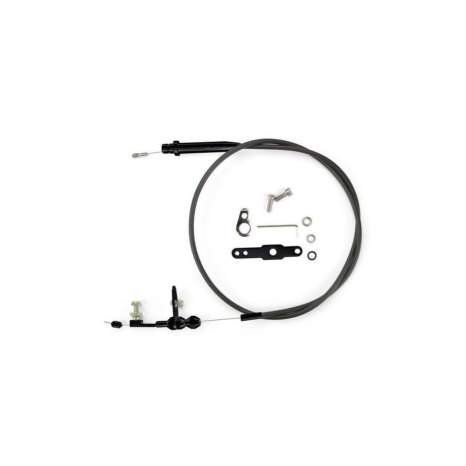 42" UNIVERSAL BLACK HOUSING TH-200 BLOWER DRIVE KICKDOWN CABLE W/ BLACK FITTINGS