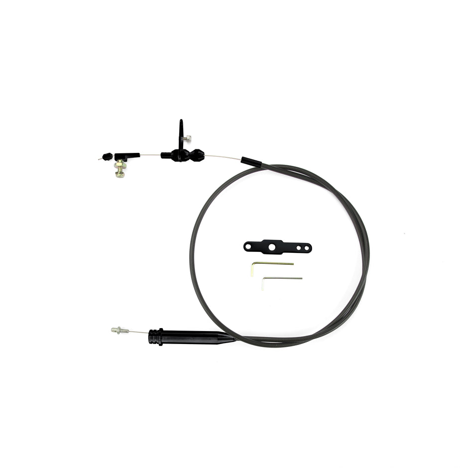 46" UNIVERSAL BLACK HOUSING 200-4R BLOWER DRIVE KICKDOWN CABLE W/ BLACK FITTINGS