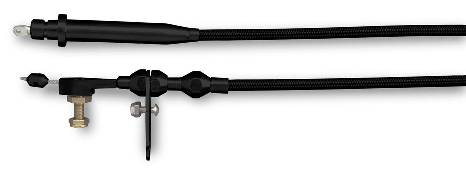 42" HI-TECH BLACK STAINLESS STEEL HOUSING TH-350 KICKDOWN CABLE W/ BLACK FITTINGS