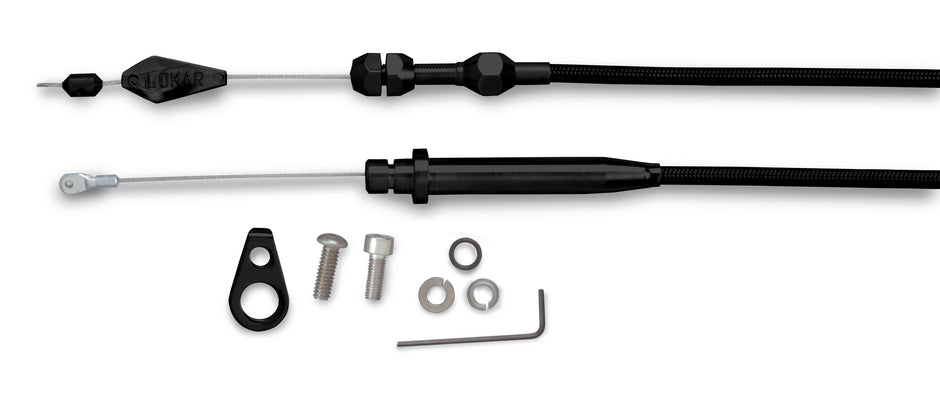 42" HI-TECH BLACK STAINLESS STEEL HOUSING TH-350 TUNED-PORT KICKDOWN CABLE W/ BLACK FITTINGS