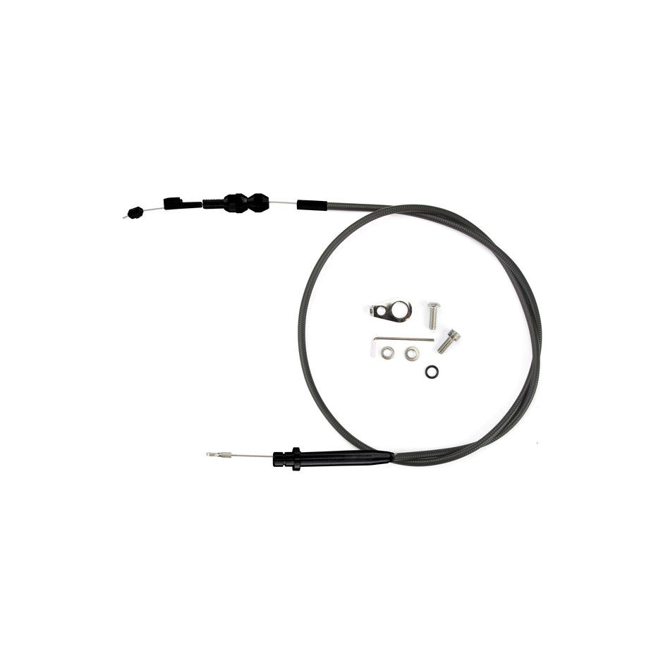 42" UNIVERSAL BLACK HOUSING TH-350 TUNED-PORT KICKDOWN CABLE W/ BLACK FITTINGS