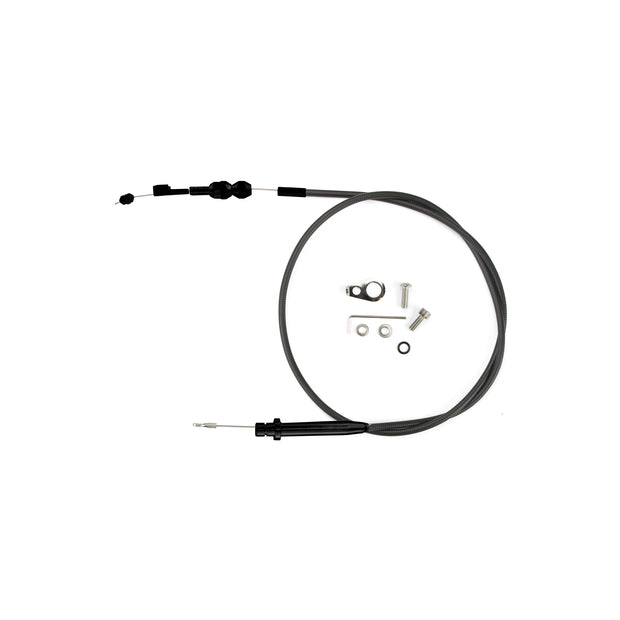 42" UNIVERSAL BLACK HOUSING TH-350 TUNED-PORT KICKDOWN CABLE W/ BLACK FITTINGS
