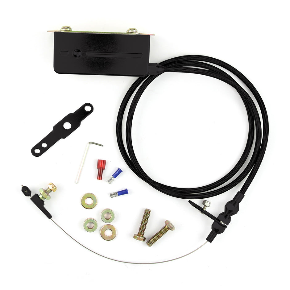 48" HI-TECH BLACK STAINLESS STEEL HOUSING ELECTRIC TH-400 BLOWER DRIVE KICKDOWN CABLE W/ BLACK FITTINGS